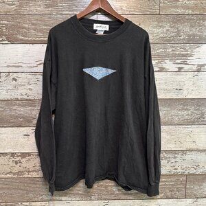 Vintage 90s Alpha Sigma Delta Sorority Black Embroidered Top Threads Long Sleeve